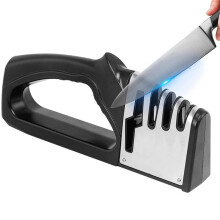 Affilacoltelli 4 in 1 per coltelli da cucina e forbici, affilacoltelli manuale per lame sempre affilate con base antiscivolo