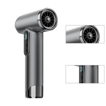 Haartrockner, Kabelloser Haartrockner, Tragbarer Haartrockner mit LED Anzeige, 100k RPM, 18w Schnellladung, 200w, 15600 mAh, grau