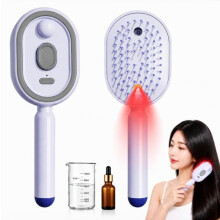 Elektrische Kopfhautbürste mit Sprühnebel, rotes Licht, ausziehbare Zähne, Massage, Haarpflege, Anti-Frizz, Type-C Akku, Lila