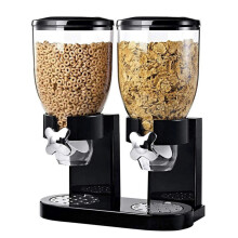 Dispenser doppio per cereali, dispenser in plastica da 2 litri, per cornflakes, dolci e cereali, 29x35x16 cm, contenitore per fiocch