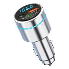 Adaptador para carro, transmissor FM Bluetooth 5.3 para carro, carregador rápido PD 30W e QC3.0 18W totalmente em metal, para