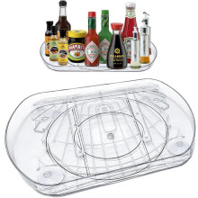 Jääkaapin pyörivä alusta, Lazy Susan suorakaiteen muotoinen, 40 cm, liukumaton, vakaa, 360 kääntyvä, helppo puhdistaa, 40x28 cm