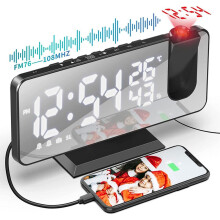 Projektioherätyskello, digitaalinen radioherätyskello, jossa 4 kirkkaustasoa, 7,5 tuuman LED-näyttö, digitaalinen kello kaksoisherätystoimin
