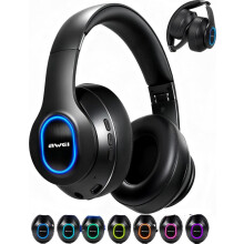Ørehodetelefoner, sammenleggbare Bluetooth 5.3-hodetelefoner med 12 timers batterilevetid, ørehodetelefoner med RGB-effekt, spilling og