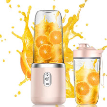 Kannettava tehosekoitin, smoothie-kone kahdella sekoituskupilla, 400 ml:n kannettava sähkötehosekoitin ilman johtoa, minitehosekoitin, vaale