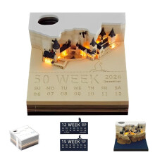 2026 3D-kalender, avrivbar kalender 2026, 3D-anteckningsblock med ljus och pennhållare, gör-det-själv HARRY-kalender med kristallklar