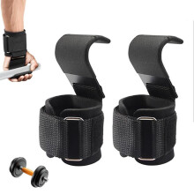 Weightlifting Hook Pair – Leather Lifting Straps with Wrist Wraps, Pull-Up Hooks for Deadlifts, Rows & Shrugs, Strength Training