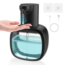 Automatický dávkovač mýdla, nástěnný elektrický dávkovač mýdla s USB-C a senzorem o objemu 500 ml, nastavitelný dávkovač