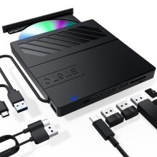 External CD/DVD drive, 7-in-1 USB ultra-slim portable CD/DVD player/burner, slot-type CD-ROM burner/writer, suitable for laptops