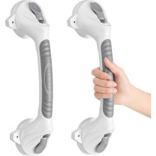 Madla, 2 kusy, madlo do sprchy, není nutné vrtat, 38 cm, madlo do sprchy s přísavkou, tlustý úchop, madla pro seniory, d