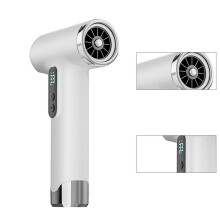 Fén na vlasy, bezdrôtový fén, prenosný fén s LED displejom, 100 000 ot./min., rýchle nabíjanie 18 W, 200 W, 15 600 mAh, biely
