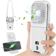 Pöytätuulettimet, ladattava minituuletin, kannettavat tuulettimet, erittäin ohuet taittuvat, puhelinpidikkeellä, 3000mAh, valkoinen