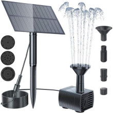 Fonteinpomp op zonne-energie, buitenfontein op zonne-energie met filter, 6 sproeiers, pomp op zonne-energie voor vijver, vogelbad,