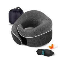 Lentokoneen matkatyyny, parannettu niskatyyny 100% muistivaahdosta, lentokoneen tyyny, setti 3D-muotoilluilla silmämaskeilla