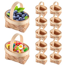 12 kpl miniatyyri rottinkikori, miniatyyrilahjarasia, kudottu kukkakori, pajukori, kahvalla, hedelmäkori, riippuva kori, häät, 6,5 x 5 x 3,5