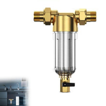 Vysoce průtokový předfiltr se zpětným proplachem, filtr na vodu z kohoutku pro dům a zahradu, 1" s adaptéry 1/2" a 3/4