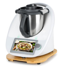 Gleitbrett für Thermomix TM6 TM5, Schiebetablett aus Holz, Brett für Thermomix mit Rollen, Leicht Gleitendes Bambus Rollbrett/Slider -