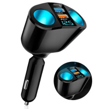 Sigarettenner med dobbel hull 12V/24V USB-sigarettennersplitter 120W sigarettennerholder GPS-opptaker for bil, telefon, nettbrett