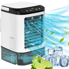 Kannettava ilmastointilaite, jossa 900 ml:n vesisäiliö ja jääpalalokero - 3 nopeutta, tehostustila, 7 värivaloa, toimistoon, makuuhuoneeseen