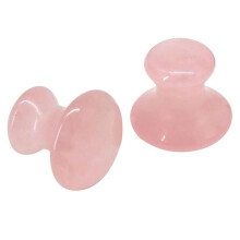 Massagepilz Rosenquarz 2er Set Naturstein Gesichtsmassage ergonomisch Ø3,7cm für Gesicht Nacken Körper Pflege