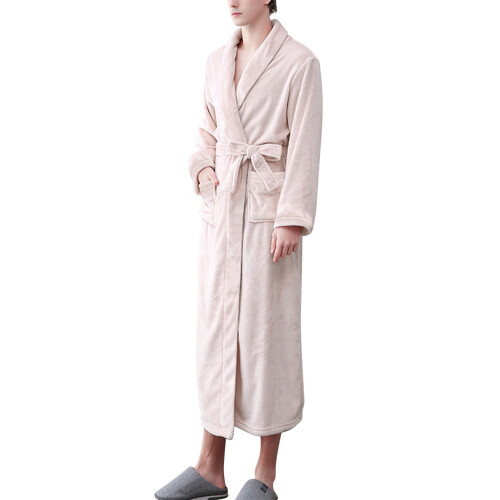 Women's Terry Cloth Bathrobe Double Pockets Pink 2
