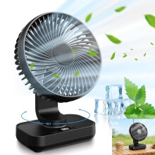 Minipöytätuuletin, ladattava minituuletin, 5 nopeutta, LED-näyttö, 3600mAh, automaattinen värähtely, 36dB hiljainen käynti, pöytätuuletin
