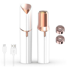 Elektrický odstraňovač chĺpkov pre ženy, nabíjateľný cez USB, 3D plávajúci systém s dvojitou čepeľou, biely + 2 náhradné hlavice
