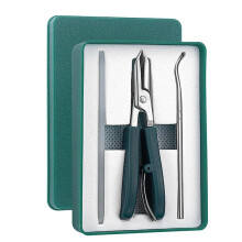 Nagelknipser 3-teilig, Adler-Schnabel-Winkel, inkl. Auffangbehälter, für Senioren & Kinder, Grün