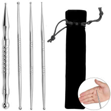 Massage Stift Set 4-teilig Edelstahl, Akupressur Triggerpunkt Massage, zur Muskelentspannung für Nacken Rücken Schulter, tragbar mit Bo