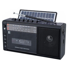 J-360 Kassett Boombox – Bærbar musikkspiller med solcelle- og batteridrift – AM/FM-radio, Bluetooth, kassettopptaker, AUX/TF/USB, hod