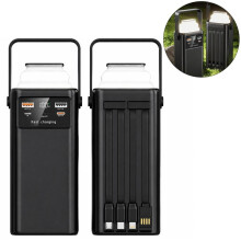 50000mAh 30W PD hurtigladende powerbank, USB-C hurtiglading, LED-skjerm, 7 utganger, 2 innganger, integrerte kabler, for camping og rei