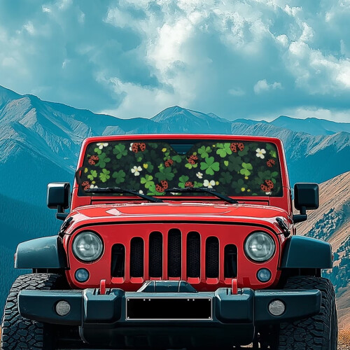 Clover Ladybug Windshield Sunshade for Jeep Wrangler 2