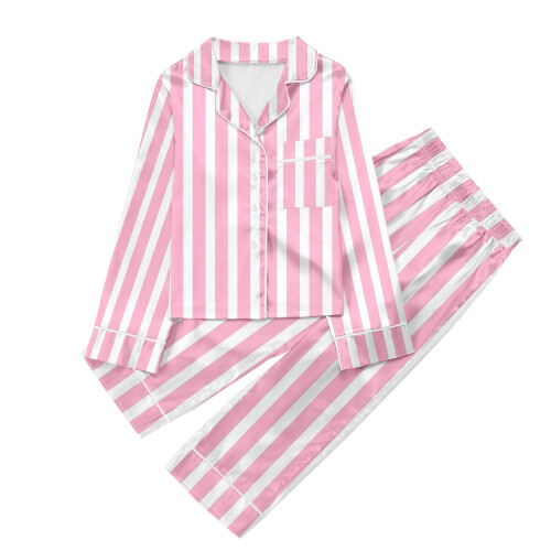 Kids Printed Button-Down Pajama Set Long Sleeve Top and