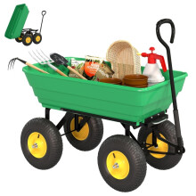 Chariot de jardin basculant, capacité de 200 kg, cuve de 75 L et pneus pneumatiques