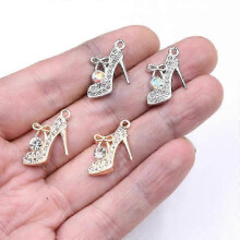 10 stuks handgemaakte strass steentjes, tweekleurige hangers voor dames, hoge hakken, poparmbandjes, oorbellen, accessoires,