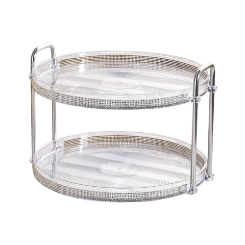 Round Serving Tray Jewelry and Cupcake Display Double Layer