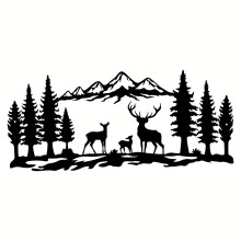 Mountain Forest Poster Black Metal 15.7x7in