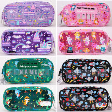 (Black pointed cat translucent pencil case (22.5*12.5cm)) Smiggle Pencil Case Large Capacity Cartoon Translucent Pencil Pouch for Students Smiggle
