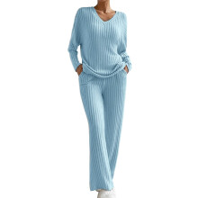 Women's Casual Knit Loungewear Set Blue M