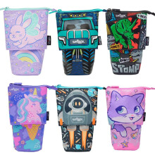 (Mirror car retractable pencil case) Smiggle Kids Expandable Pencil Case Large Capacity 2-in-1 Cartoon Storage Bag for School Supplies