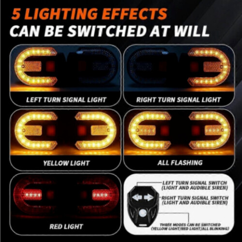 4 Piece Bicycle Light Set with Siren, USB Charging and Remote Control, Black for Night Riding 1