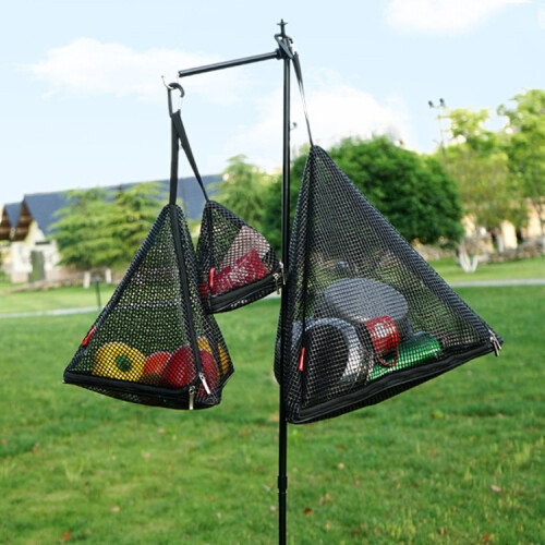 Outdoor Triangular Foldable Mesh Storage Bag, Portable Lightweight Hanging Organizer for Home, Travel and Camping, Medium Size 2