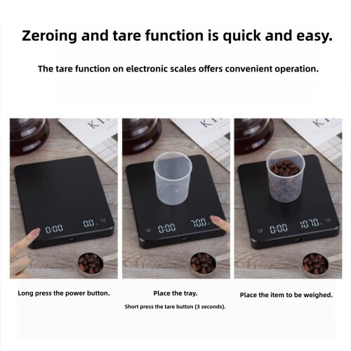 Coffee Scale with Timer, 3kg/0.1g High Precision Pour Over Drip Espresso Scale with Backlit LCD Display, Black 2