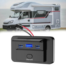 USB Car Charging Socket Dual PD + USB 3.0 for 12V-24V