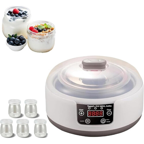 Yogurt Maker LCD Adjustable Time Temp 5 Jars