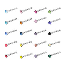 Cubic Zirconia Nose Ring Set 20 pcs 20g multicolor