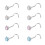 CZ Nose Studs Stainless Steel Corkscrew 8 pcs 1