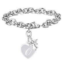 Guardian Angel Initial Silver Charm Bracelet for Women