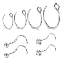 C-Shaped Nose Hoop Ring Set 8 Pieces 20g