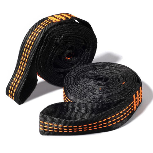 Multi-Purpose Colored Swing Rope for Outdoor Camping, Adjustable Loop Knot Webbing with Carabiner, Black and Red Gradient 2